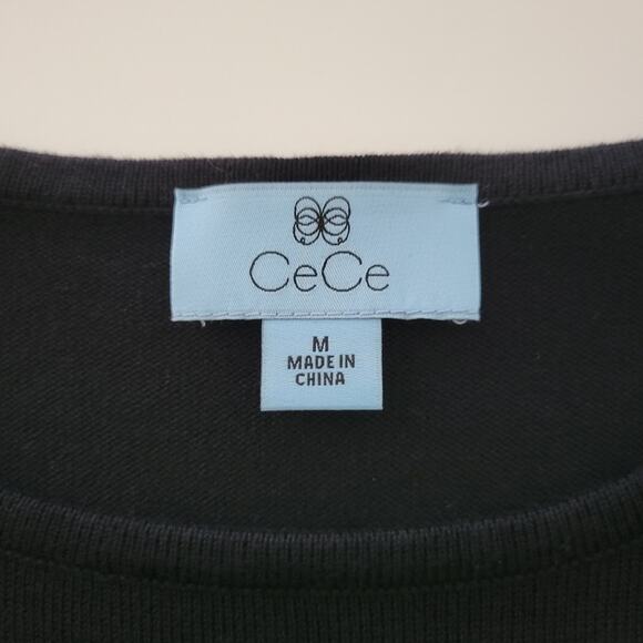 CeCe Flutter Ruffle Knit Black Sweater Shift Dress - Picture 7 of 9